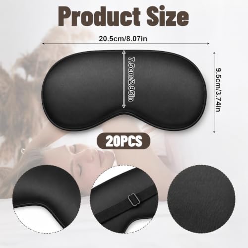 20 Pack Sleep Mask Blackout Imitation Silk Sleep Mask Eye with Adjustable Strap Sleeping Cover Eye Cover Blindfold Eyes with Bag for Women Men Travel Gift Back and Side Sleeper