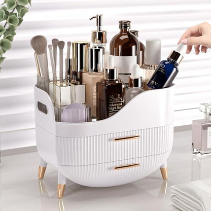 Pajiriona Makeup Organizer with Drawers,Skincare Organizer for Vanity,Storage Box with Handle,Large Cosmetic Display Case for Dresser, Bathroom Countertop