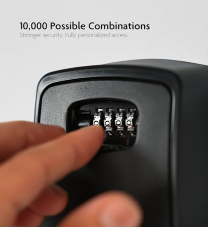 Iron Lock® XXL Wall Mount Key Lock Box, Outdoor Combination Code (Black) | Fits 20-30 spares plus fobs & cards; unique built-in tray so keys don't fall out; dial cover; screws & anchors included