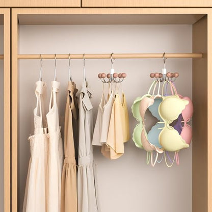 2-Pack 360° Swivel Hoodie Hangers with 6 Cedar Balls, Closet Organizer for Bra, Scarves, Belts, Purse & Accessories Storage