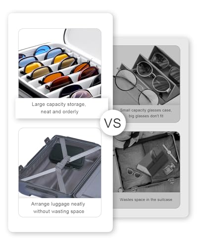 Krypthos Travel Sunglasses Organizer Case, Portable Eyeglasses Storage Box Eyewear Glasses Display Case for Men Women