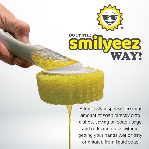 The Original Smiling Handle with Soap Dispensing for Scrub Daddy (Reg. TM) Sponge and Scrub Moji Sponge (White)