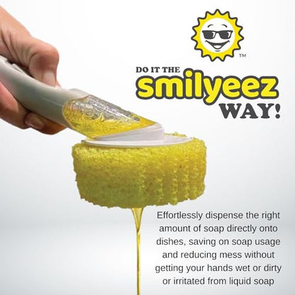 The Original Smiling Handle with Soap Dispensing for Scrub Daddy (Reg. TM) Sponge and Scrub Moji Sponge (White)