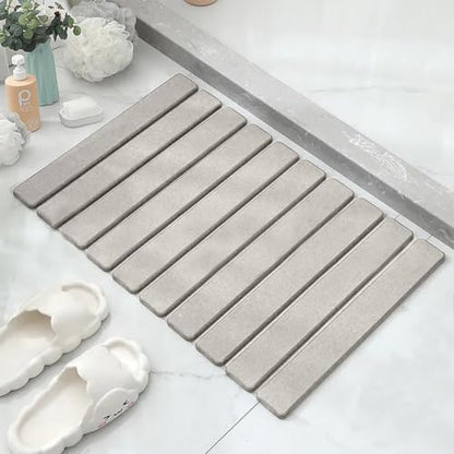 Stone Bath Mat Bathtub Mat Foldable Bathroom Mat Quick Drying Floor Mat | Diatomaceous Earth Bath Mat Anti-Skid Absorbent Quick Bath Mat for Bathtub Bathroom Kitchen