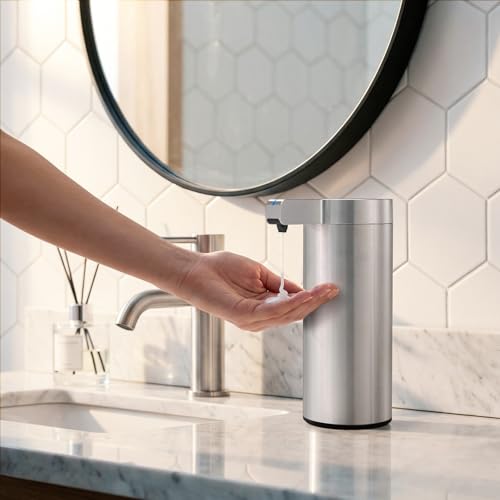 Newise Automatic Soap Dispenser - 9 oz, Rechargeable Touchless Liquid Soap for Kitchen and Bathroom with 3 Adjustable Dispensing Modes, Stainless Steel