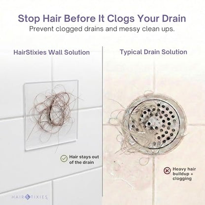 Shower Hair Catcher - Disposable Adhesive Hair Collector Pads for Wall, Shower & Tub - Prevents Hair Clogs & Drain Blockages - 2-Pack (24 Sheets Total, 12 per Pad)