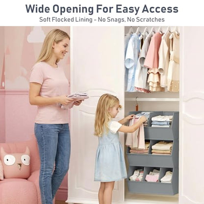 Hanging Closet Organizer Extra Large, Clothes Hanging Shelves for Closet with Divider, Collapsible Closet Storage System, Fabric Storage Bins for Home, Dorm, Rv, Sweaters, Handbags, Underwear, Sock