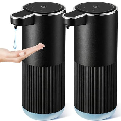 Automatic Soap Dispenser, 2 Pack Black Touchless Liquid Soap Dispenser for Bathroom, 13.5 Fl Oz Plastic Electric Auto Dish Soap Dispensers Wall Mount for Kithcen with Adjustable Volume
