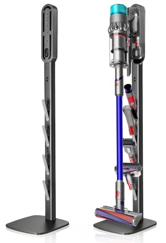 Vacuum Stand for Dyson Gen5 V16 V15 V12 V11 V10 V8 V7 V6 | Dyson Exclusive, No Drilling, Metal Construction, 4 Hooks, Hidden Cord Design, Vacuum Accessory Organization, Dark Gray