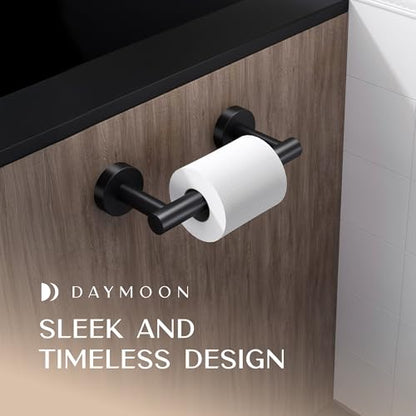 Day Moon™ Matte Black Toilet Paper Holder Wall Mount - Pivoting Modern Roll Holder for Bathroom