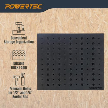 POWERTEC Router Bit Storage Inserts for 110 Bits, 50PCS 1/2" and 60PCS 1/4" Shank Router Bits, Routers Bit Holder, Bits Organizer with High Density Foam, Fits Toolbox, Drawer, Workstation (71046)