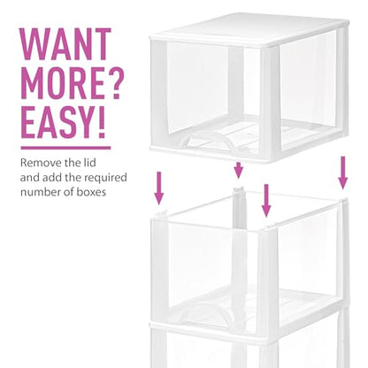 Plastic Small 2-Drawer Storage Organizer, Slim Narrow, White/Clear Crafts Drawers Storage Organizer (13"H x 10"D x 7"W)