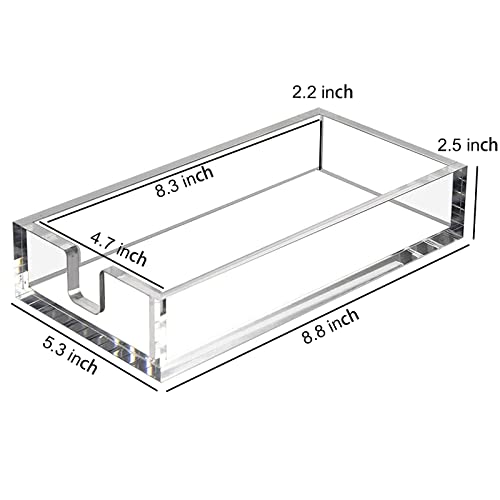 Acrylic Napkin Holder for Bathroom, Guest Towel Holder Tray（Clear） | 8mm Thick, Decorative, Rectangle Flat Design, for Vanity, Washbasin, Parties, Weddings, Party, Hotel, Restaurant