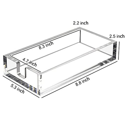 Acrylic Napkin Holder for Bathroom, Guest Towel Holder Tray（Clear） | 8mm Thick, Decorative, Rectangle Flat Design, for Vanity, Washbasin, Parties, Weddings, Party, Hotel, Restaurant
