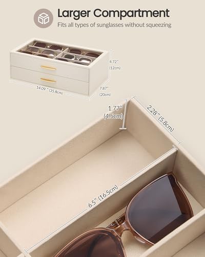 Lolalet Enlarged Sunglasses Organizer for women | Multi Eyewear Storage Box, Eye Glasses Case Display Holder with Clear Lid for Eyeglass Collection