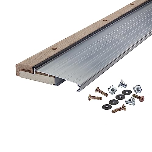 MD Building Adjustable Aluminum & Hardwood Threshold, Silver, 36in