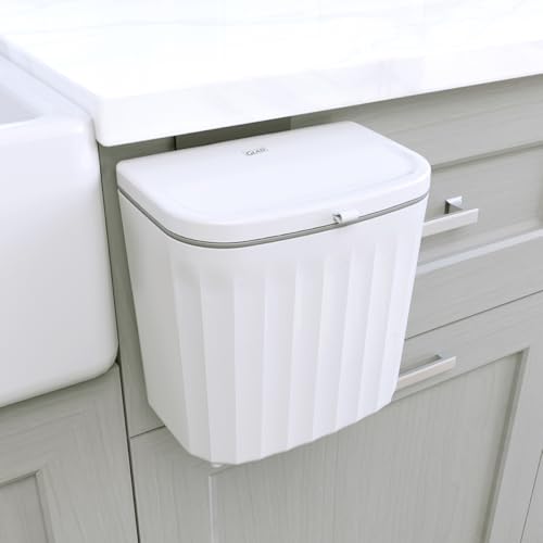 Glad Roomate Under Counter Waste Bin | Space Saving Small Trash Can for Kitchen Cabinet, Bathroom or Office | Dual Lid for Ease of Opening, 7 Liter, White