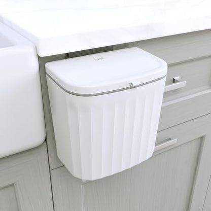 Glad Roomate Under Counter Waste Bin | Space Saving Small Trash Can for Kitchen Cabinet, Bathroom or Office | Dual Lid for Ease of Opening, 7 Liter, White