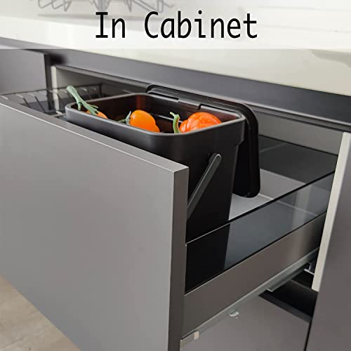 LALASTAR Countertop Compost Bin with Lid, Hanging Small Trash Can with Lid Under Sink for Kitchen, Food Waste Bin for Countertop, Mountable Garbage Can for Bathroom, RV, 5L/1.3 Gal, Black