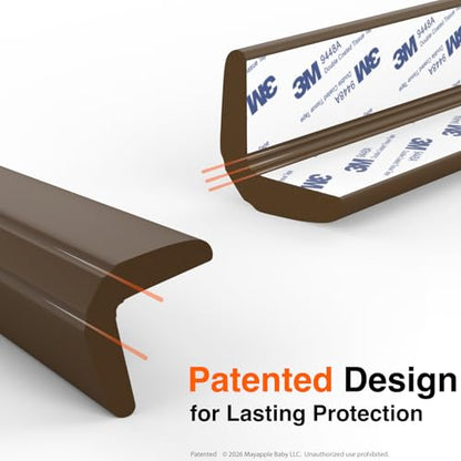 Roving Cove PreFit Fireplace Edge Corner Protector, Extra-Wide 9ft Edge 2 Corners, Pre-Taped 3M Adhesive, Baby Proofing Bumper Guards, Coffee Brown