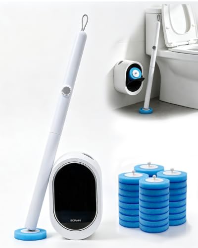 Disposable Toilet Brush with 32 Refills Deep Clean... (Blue)