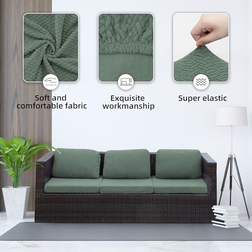 8PCS Patio Cushion Covers.Patio Furniture Couch SeatSlipcovers | Washable Fumiture Protector, Replacement for Sofa SectionalChair Elastic-Bottomed Sofa Chair Cover