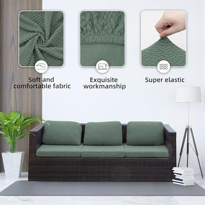 8PCS Patio Cushion Covers.Patio Furniture Couch SeatSlipcovers | Washable Fumiture Protector, Replacement for Sofa SectionalChair Elastic-Bottomed Sofa Chair Cover