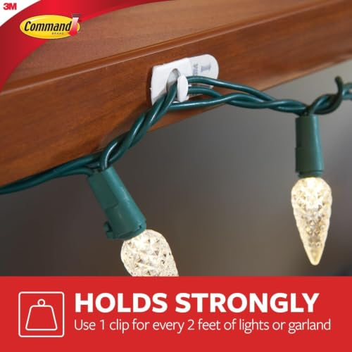 Command Decorating Clips, 40 Clips and 48 Strips, Damage-Free Hanging Light Clips with Adhesive Strips, No Tools Small Wall Clip for Hanging Lights and Cables (Pack of 3)