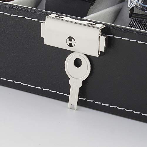 NEX 6 Slots Watch Box Organizer for Men, Black Watch Holder Display Case | Watch Storage Case