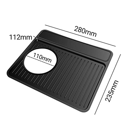 Tamping Mat for Breville 870/880, Espresso Tamper Mat, Food Grade Silicone Non-Slip, 11in x 9.25in, Waterproof Heat Resistant, Espresso Tamping Station for Espresso Machine Barista Accessories (Black)