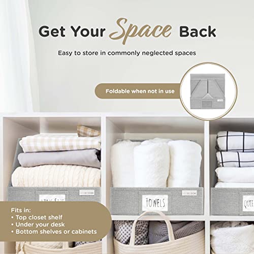 Trapezoid Closet Shelf Organizer, Baskets for Organizing, Storage Baskets for Shelves, Cubbies Storage Bins for Clothes, 3 Pack, Light Gray