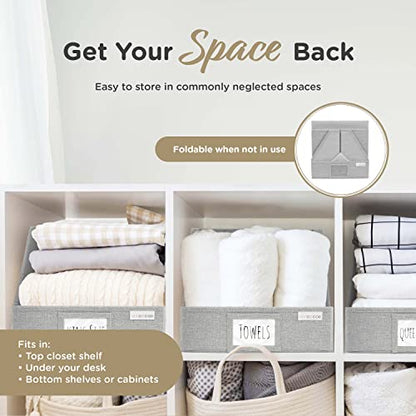 Trapezoid Closet Shelf Organizer, Baskets for Organizing, Storage Baskets for Shelves, Cubbies Storage Bins for Clothes, 3 Pack, Light Gray