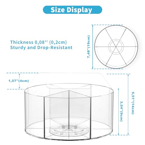 Rotating Markers Organizer for Kids, Acrylic Lazy Susan Organizers for Desks, 360 Degree Spinning Pencil Holders Pen Holders, Clear Arts and Crafts Organizer Storage, Art Supply Storage 6 Compartments