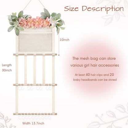 POVETIRE Headband Holder Hair Bows Organizer for Girls, Hair Accessories Display Storage Wall Hanging Decor for Baby Nursery Toddler Girls Room