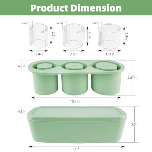 Ice Mold for Stanley Cup 30-40 oz Tumbler Cup Ice Mold | Silicone Ice Cube Tray With Lid and Bin for Chilling Cocktails, Whiskey, Coffee, Easy Fill and Release Ice Maker (Green)