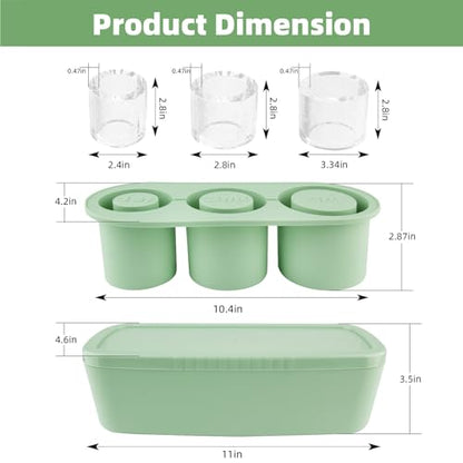 Ice Mold for Stanley Cup 30-40 oz Tumbler Cup Ice Mold | Silicone Ice Cube Tray With Lid and Bin for Chilling Cocktails, Whiskey, Coffee, Easy Fill and Release Ice Maker (Green)