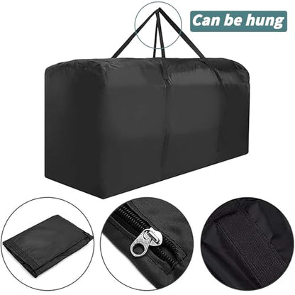 68" Extra Large Waterproof Outdoor Cushion Storage Bag – Heavy Duty Patio Furniture Cover with Zipper,Handles for Pool Decor,Christmas Tree Storage & Moving (173x76x51cm) (Black)