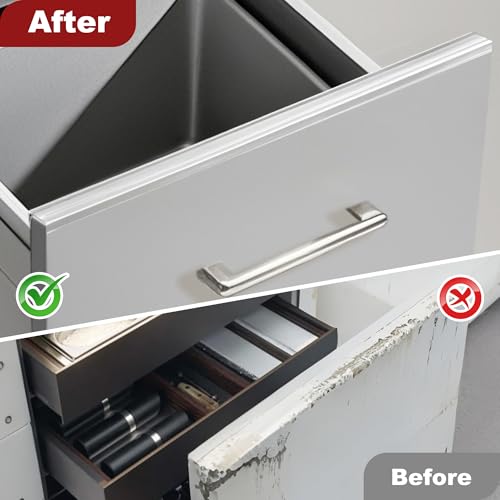 4pcs Cabinet Protectors for Kitchen Cabinets, 3/4" Th×24" L, Plastic | Fits Flat-edge Cabinet, Trash Drawer, No-Tool Installation, Low Profile Slip, Clear, Nearly Invisible Design, Food Grade PC