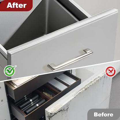 4pcs Cabinet Protectors for Kitchen Cabinets, 3/4" Th×24" L, Plastic | Fits Flat-edge Cabinet, Trash Drawer, No-Tool Installation, Low Profile Slip, Clear, Nearly Invisible Design, Food Grade PC