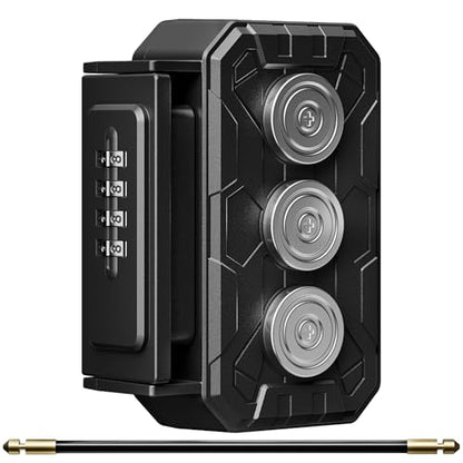 Lock Box with Magnetic Key Holder,Magnet Key Box for Under car,Hide with Combination Lock with 3xN52 Strong Magnet for Storage Indoors, Outside (Classic, Regular1)