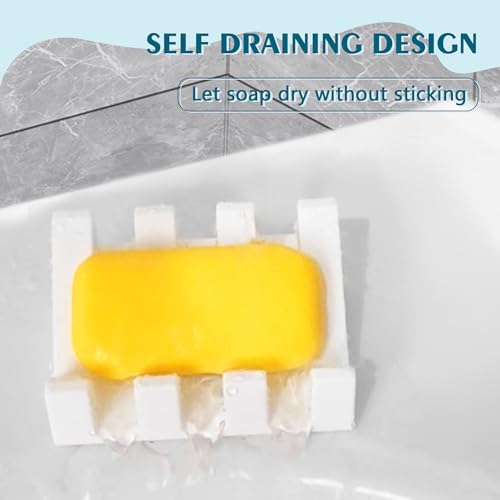 Self Draining Soap Dish Holder,Silicone Soap Dish,for Bathroom,Kitchen, Sponges，Can Extend Soap Life，Keep Soap Bars Dry and Easy Cleaning (White,1-Pack)