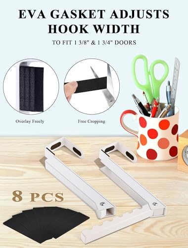 2-Pack Over the Door Hanger Hooks with Extra Anti-slip Pads for Laundry | Metal Folding Clothes Drying Rack, Portable Space Saving Coat Towels Organizer Rack for Laundry, Dorm and Hanging Storage