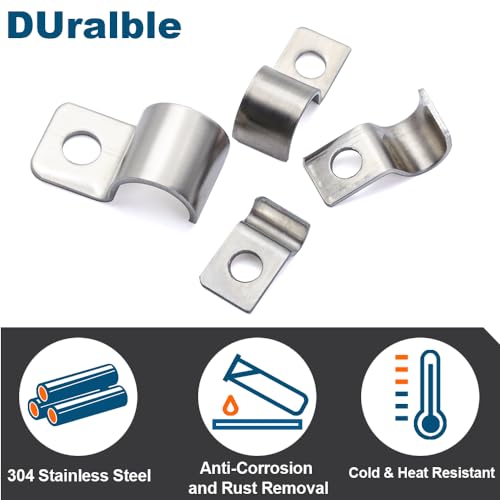 Conduit Pipe Clamps, 304 Ss Pipe Mounting Brackets, Metal One-Hole P-Type Clips Heavy Duty Unilateral Wire Clips for Tube or Wire Cord Installation | OD 1" | 25 Pcs