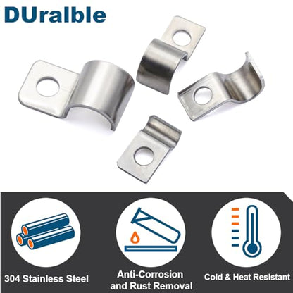 Conduit Pipe Clamps, 304 Ss Pipe Mounting Brackets, Metal One-Hole P-Type Clips Heavy Duty Unilateral Wire Clips for Tube or Wire Cord Installation | OD 1" | 25 Pcs