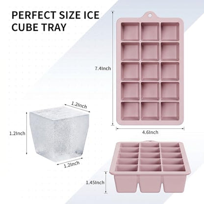 Silicone Ice Cube Tray 3 Pack, HANCELANT Ice Cube Mold, Ice Trays for Freezer with Lid for Whiskey, Cocktail, Drinks and Food, Freezer, BPA Free, Easy Release