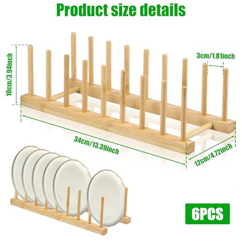 6 Pack Bamboo Wood Plate Rack and Pot Lid Holder,... (Bamboo | Bamboo Wood)