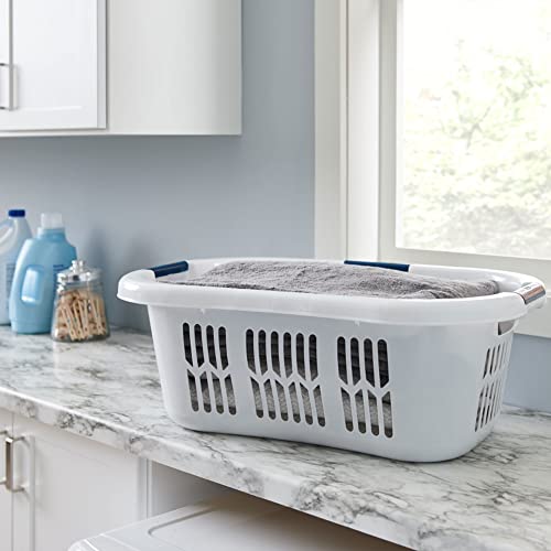 Rubbermaid Laundry Basket XL Hip-Hugger Basket 2.1-Bushel White Laundry Storage/Bathroom/Bedroom/Home Closet