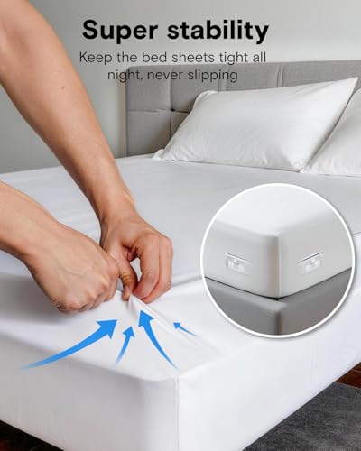 Luxclub Bed Sheet Holders for Corners, Strong Fitted Sheet Holder with Locks and Grippers Keep Sheets Firm & Tight, Easy Installation Mattress Clicks Straps Fasteners, No More Loose Bedding, Set of 4