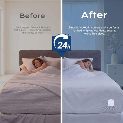 Sheet Holders – 4 Pack Bed Sheet Holders for Corners, Sheet Fasteners for Keeping Sheets from Slipping, Fitted Sheet Holder for Mattress (Beige) | Sheet Holders - Sleep Soundly Without Worrying About Lifted Sheets.