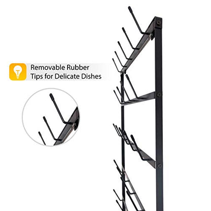 Wall Mounted Coffee Mug Rack - Large Rustic Black... (Black | Metal)